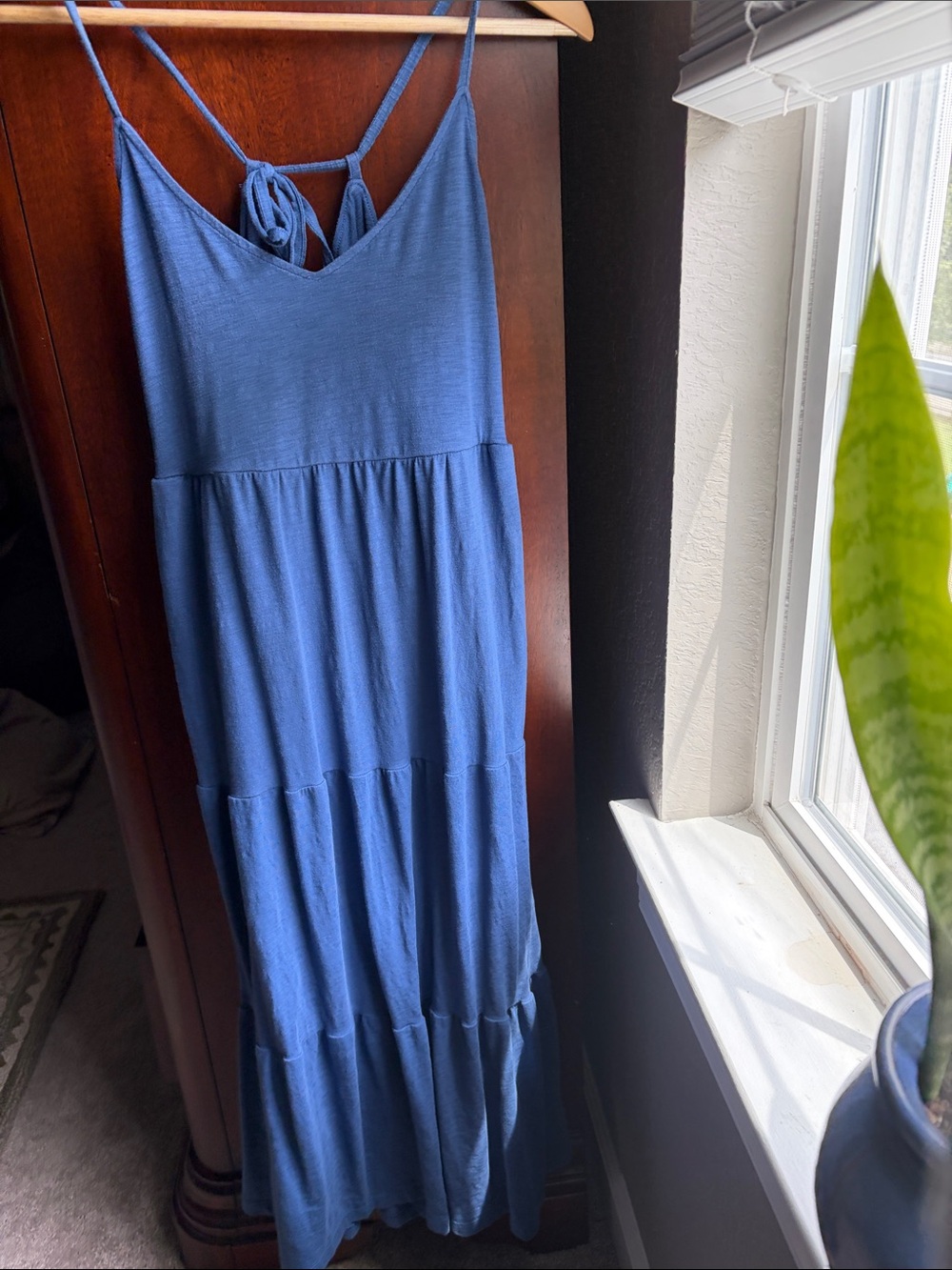 Old Navy Blue Tiered Spaghetti Strap Maxi Dress